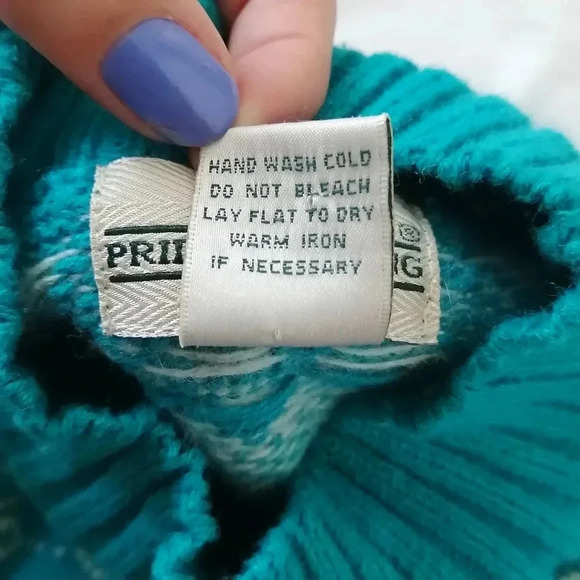 Vintage Fair Isle Fisherman Cable Knit Cotton Ramie Lambswool Sweater Medium - Picture 12 of 15